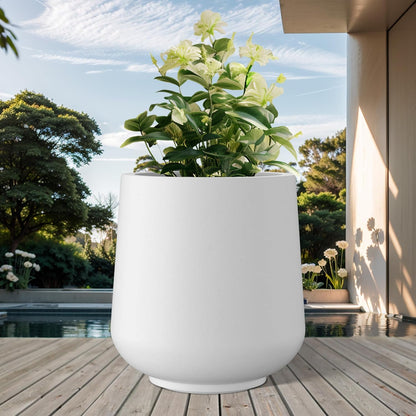 Kante 11.6" Dia Round Concrete Planter, Outdoor Indoor Large Plant Pots Containers with Drainage