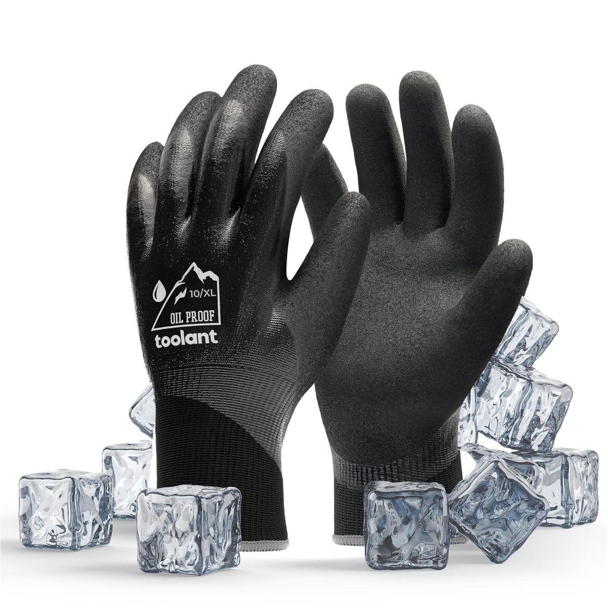 Waterproof Gloves for Men and Women, Freezer Gloves with Grip, Double Nitrile Dipped for Extreme