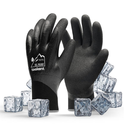 Waterproof Gloves for Men and Women, Freezer Gloves with Grip, Double Nitrile Dipped for Extreme