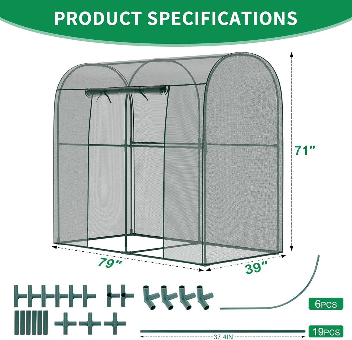 SUNYRISY Garden Plant Netting Crop Cage for Garden Raised Bed, 6.5 x 3.3 x 6 Ft Plant Cover Cage