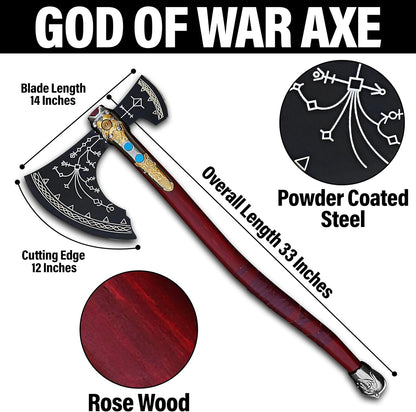WAZIR Crafts 35" Handmade Kratos Viking Axe, God of War, Viking Axe, Cosplay Axe, Cosplay Armor