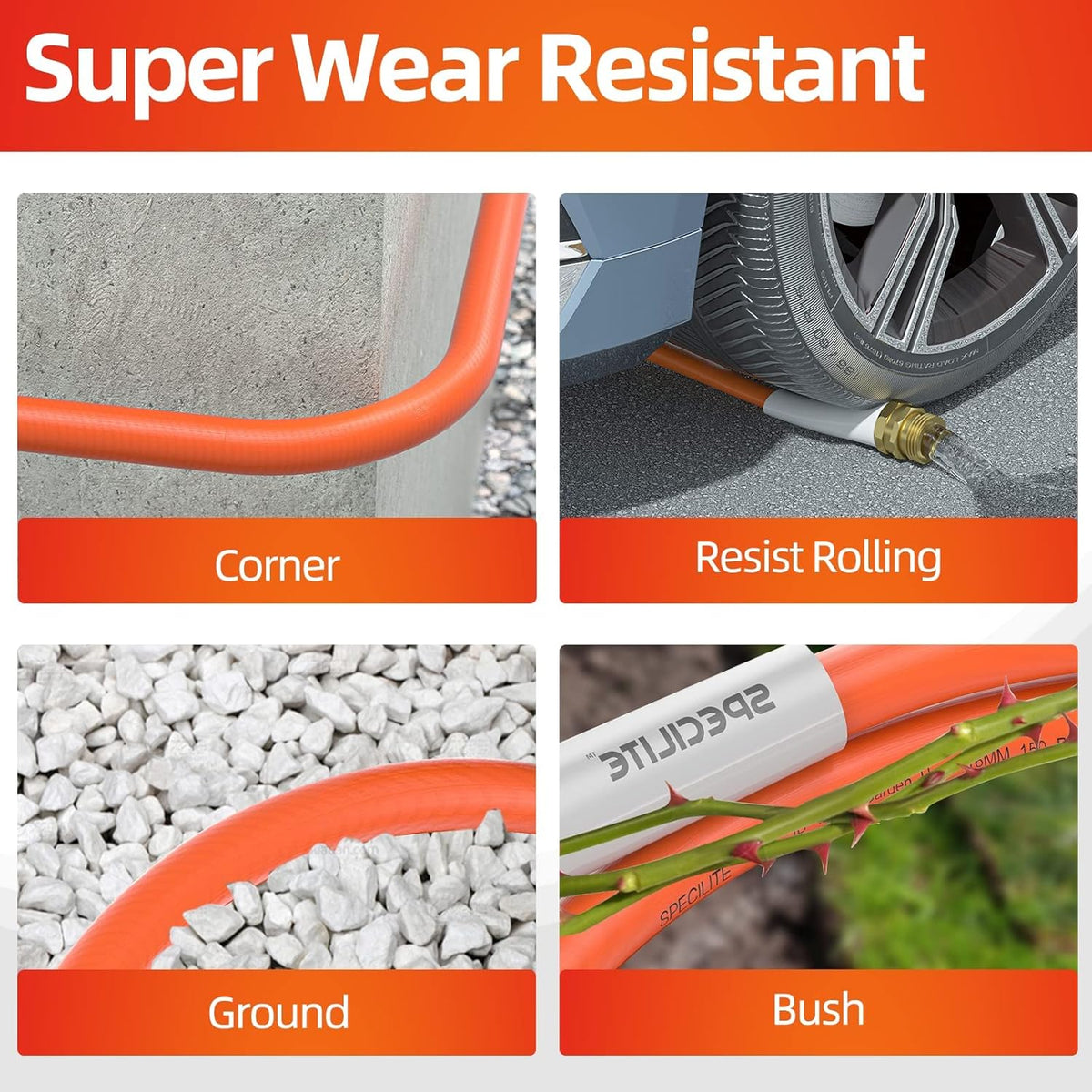 SPECILITE Garden Hose 50 ft x 5/8 in Heavy Duty, Flexible and Lightweight Water Hose, Burst 600