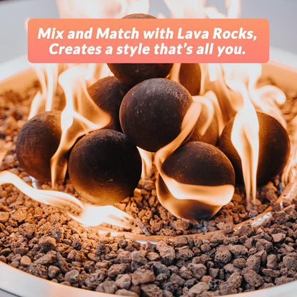 Skyflame Ceramic Balls, Set of 15 Round Fire Stones Set for Indoor and Outdoor Fire Pits or