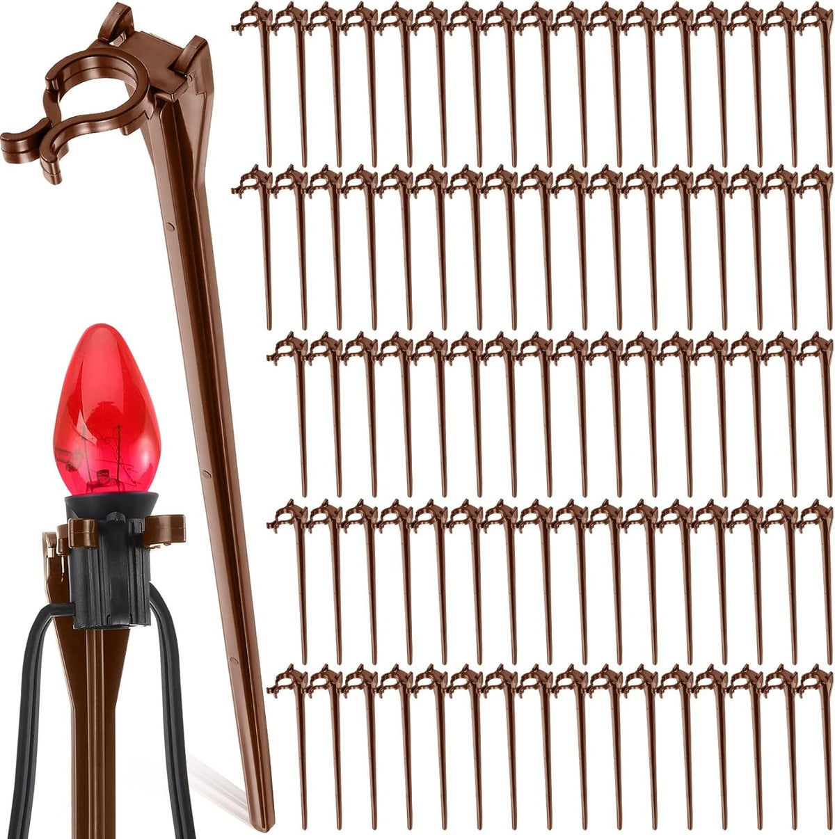 Jetec 200 Pieces Christmas Light Stakes Universal Yard Lawn Holiday 7.5 Inches Light Ground Stakes