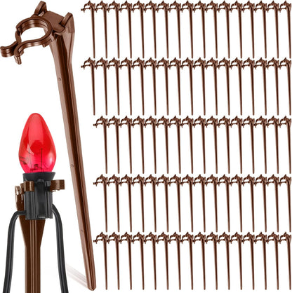 Jetec 200 Pieces Christmas Light Stakes Universal Yard Lawn Holiday 7.5 Inches Light Ground Stakes