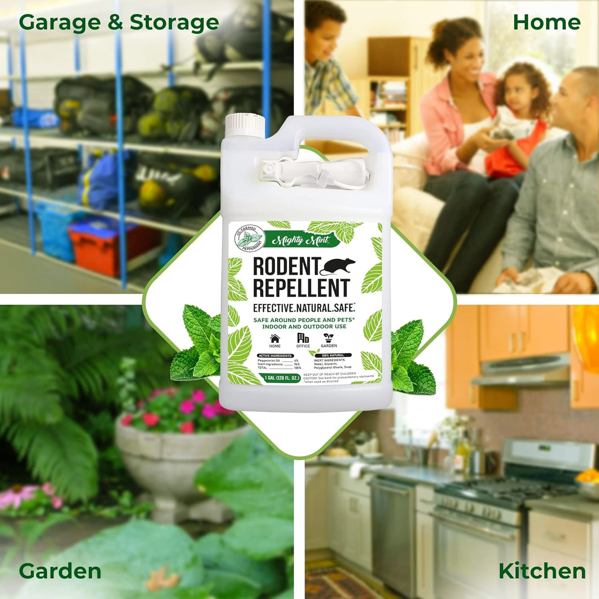 Mighty Mint Peppermint Oil Rodent Repellent Spray with Microfiber Cloth – Natural Indoor & Outdoor