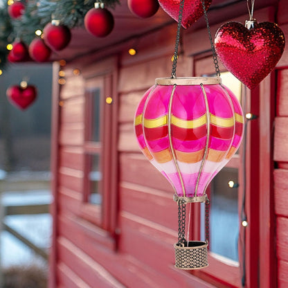 TERESA'S COLLECTIONS Hot Air Balloon Solar Lantern for Valentines Day Garden Decor,Hanging
