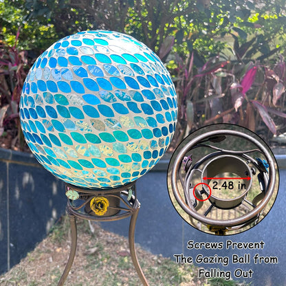 Gazing Globe Stand, Metal Gazing Ball Holder with Flower Planter Base, Vintage Gazing Ball Display