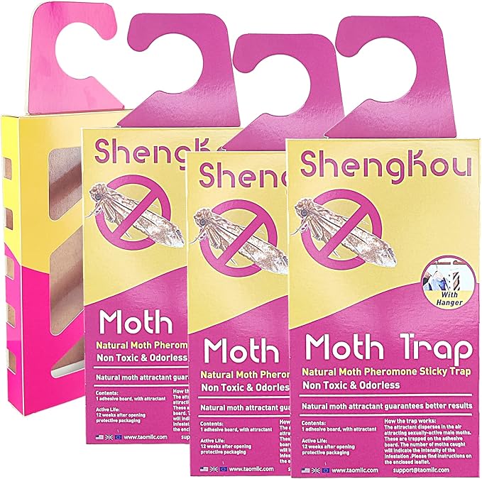 Effective and Refillable Dual Moth Pheromone Traps, Ultimate Solution to Clothes & Pantry Moth