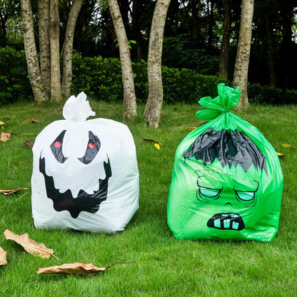 Qilery 12 Pcs Halloween Leaf Lawn Bags Plastic Pumpkin Trash Bags for Leaves with Twist Ties for