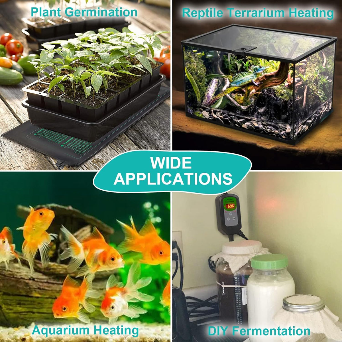 Seedling Heat Mat 4 Pack, MET Certified Heating Mat for Plants Grow Seed Starting Greenhouse