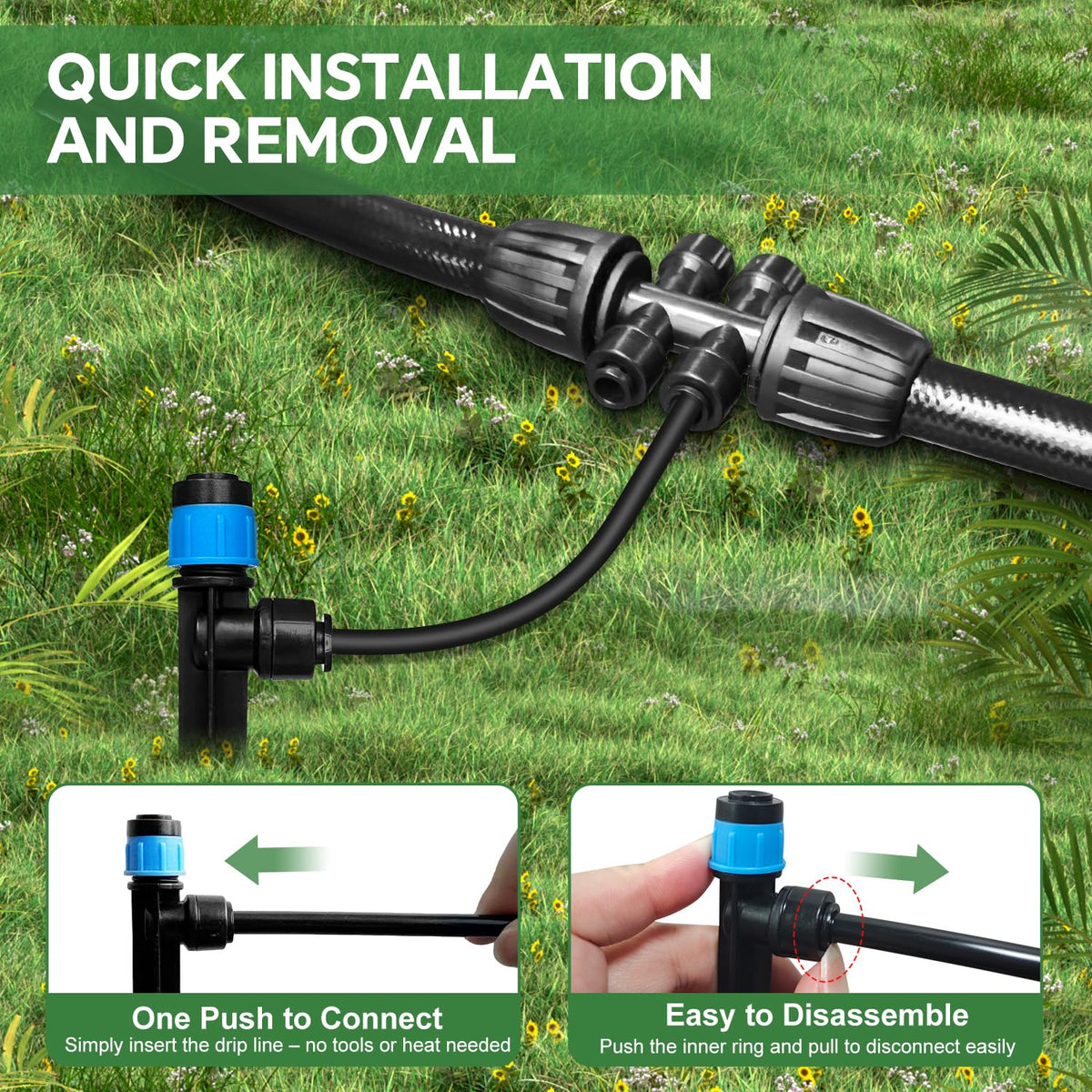 230FT Drip Irrigation System for Garden with 38pcs Adjustable Copper Nozzles & Emitters, Automatic