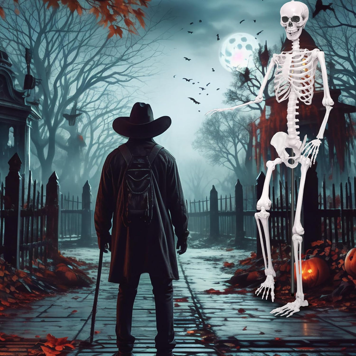7.9ft/240cm Giant Skeleton Halloween Skeleton Life Size Skeleton Posable Skeleton Full Body