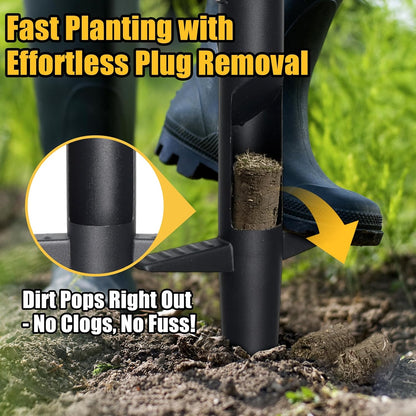Bulb Planter Tool - 34" Long Handle Sod Plugger Lawn Plug Digger,Auto Plug Eject,Heavy Duty Garden