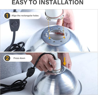 Simple Deluxe Clamp Lamp Light 10.5 Inch Adjustable Aluminum Reflector, Suit for E26 Socket Max 250