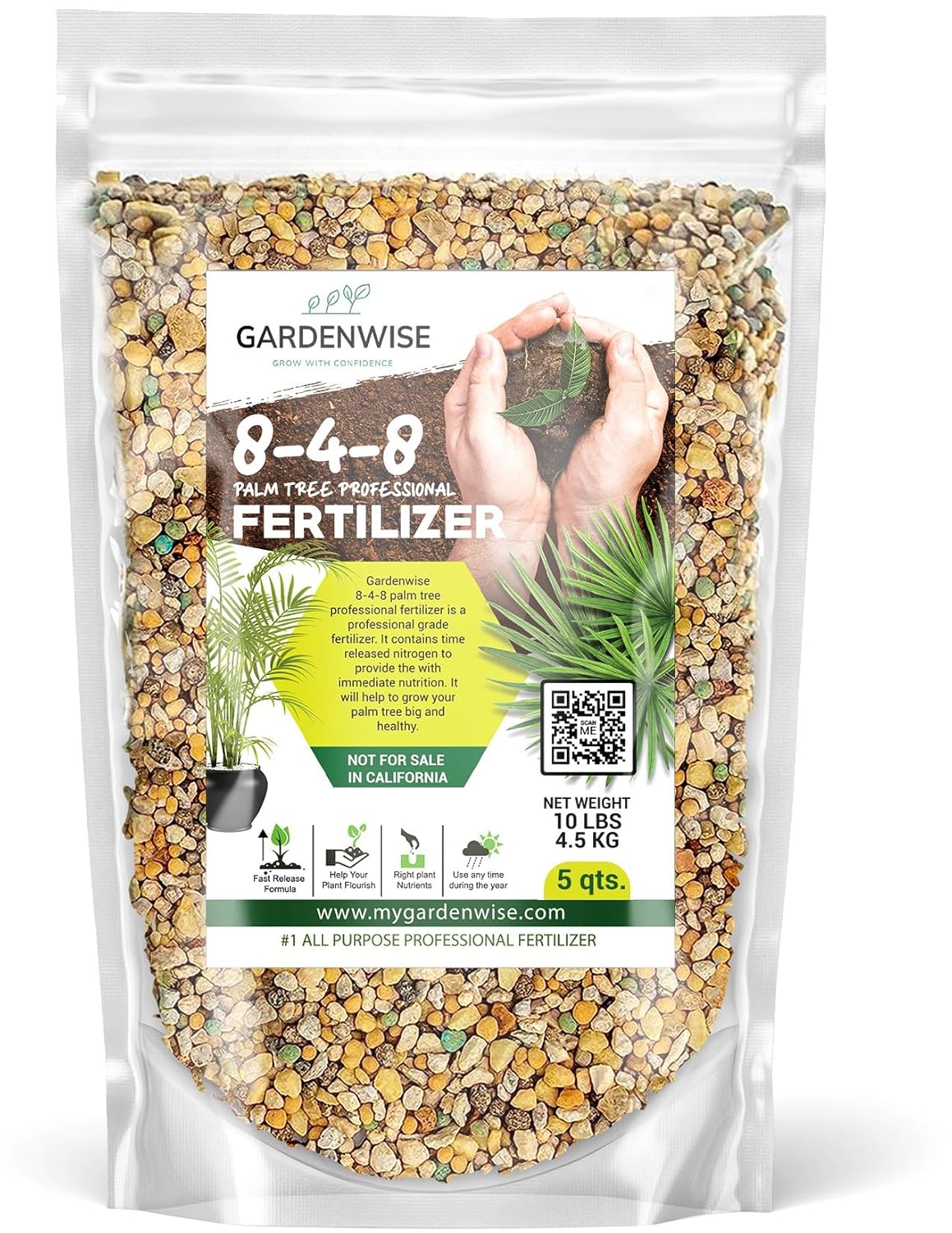 8-4-8 Professional Palm Tree Fertilizer Plant Food; for Indoor Potted Plants and Outdoor Landscape