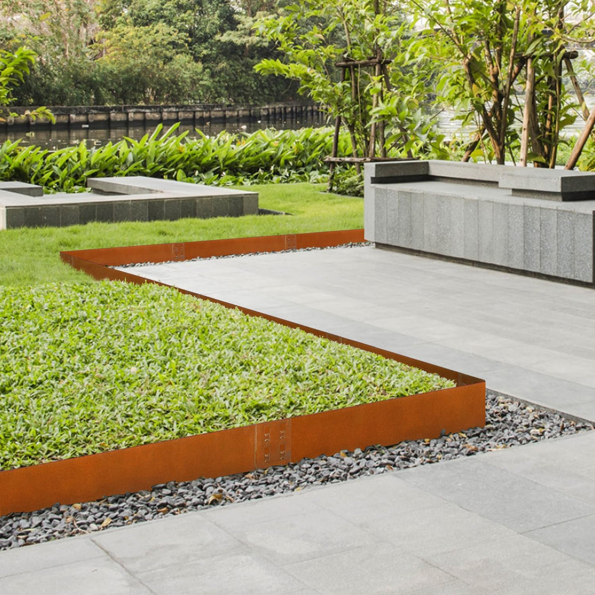 Corten Steel Landscape Edging 40" Lx 6" H Steel Landscaping Edging 6 pcs Metal Landscape Edging