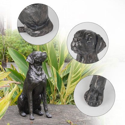 Garden Statue Outdoor Decorations Dog-Figurine – 19inch Black Labrador décor Sculpture Sitting