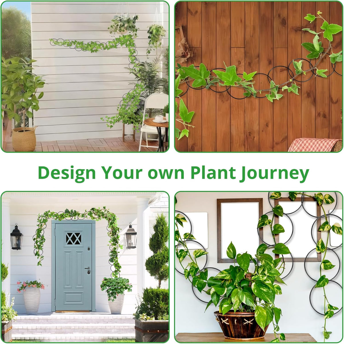 24 Pcs Chain Trellis for Climbing Plants, 120 Inch Long Metal Plant Trellis Indoor Outdoor, Garden