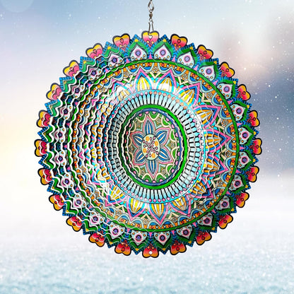 Mandala Rich Love Wind Spinner - 3D Kinetic Wind Spinners | 12″ Laser Cut Stainless Steel Hanging