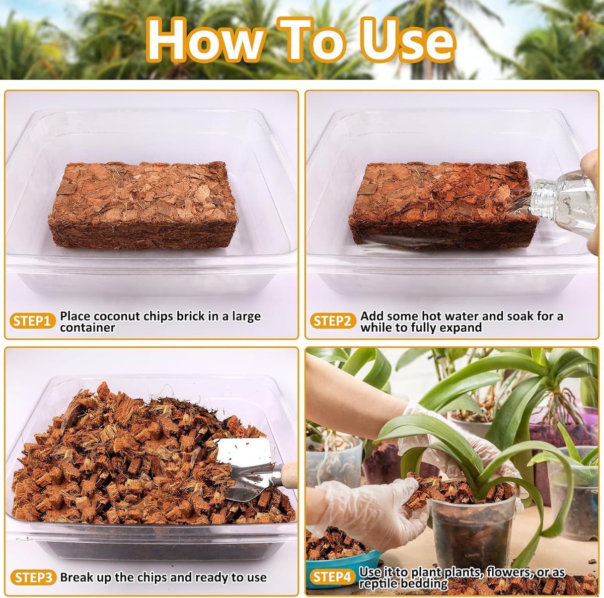 Legigo 2 Pack Coco Husk Chips- 2.2 LB 100% Organic Coconut Coir Chips Brick Potting Soil Mix with