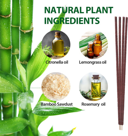 KICKOUTOR® Mosquito Incense Sticks with Natural Citronella Oil, 24 Count Indoor Outdoor Mosquito
