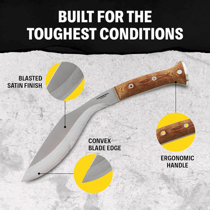 Condor Tool & Knife K-tact Kukri Knife Desert | Gardening Machete | Micarta Handle | Kydex with