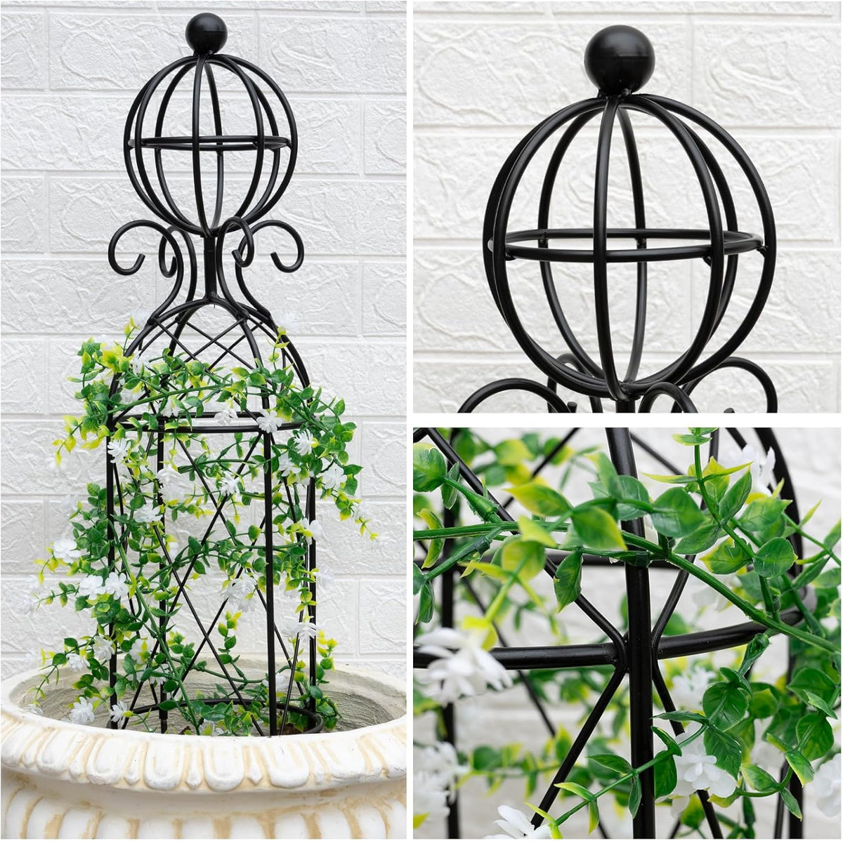 Garden Obelisk Trellis for Climbing Plants - 27.1" x 7.8" -Durable Metal Design, Rust-Proof, Ideal