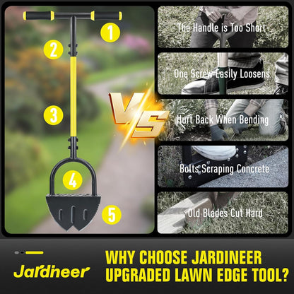 Jardineer Edger Lawn Tool Long Handle, Upgraded Manual Grass Edger with Double V-Shaped Serrated