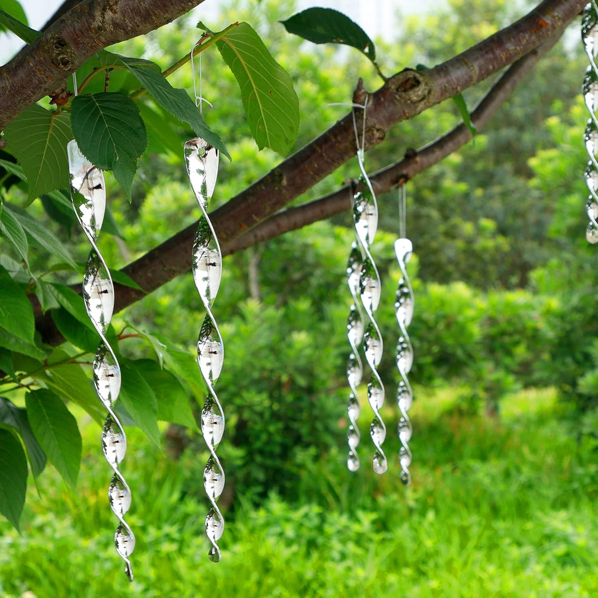 Hausse 10 Pack Bird Deterrents for Outside, Bird Repellent Hanging Silver Plastic Reflectors Scare