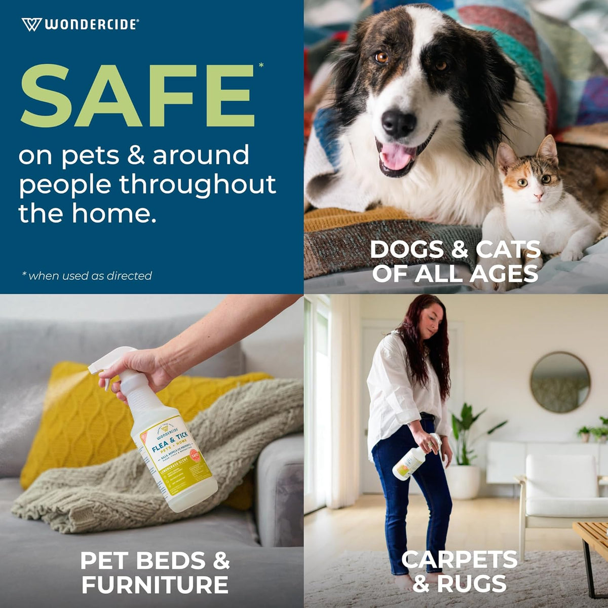 Wondercide - Flea, Tick & Mosquito Spray for Dogs, Cats, and Home - Flea and Tick Killer, Control