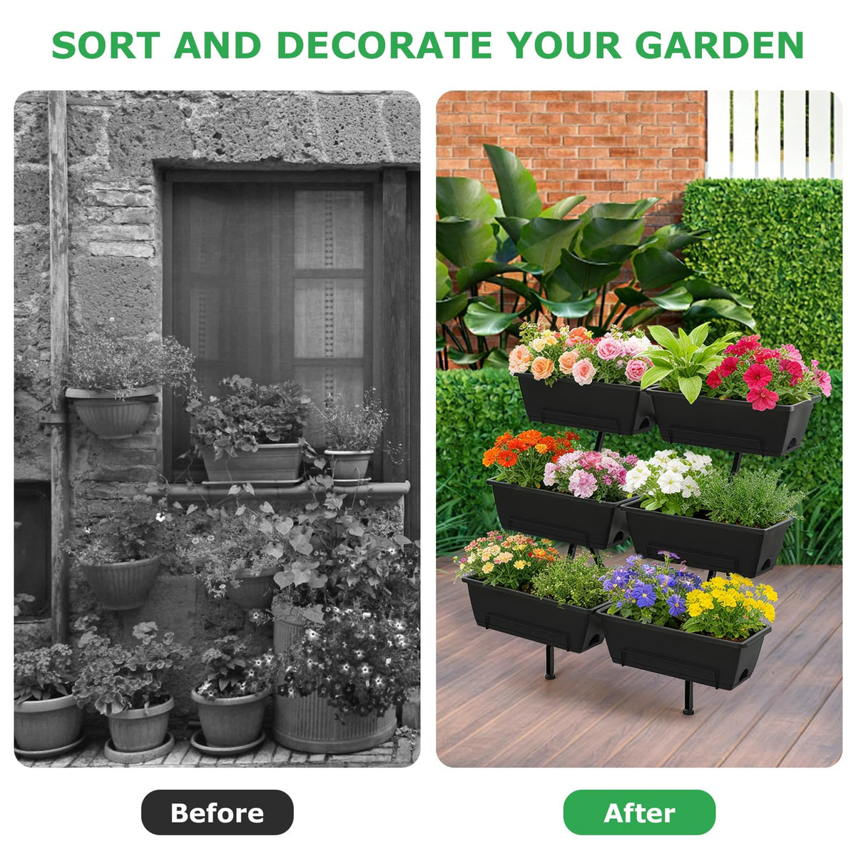 ETELI Vertical Garden Planter 3 Tier Vertical Raised Garden Bed with 6 Garden Planter Boxes