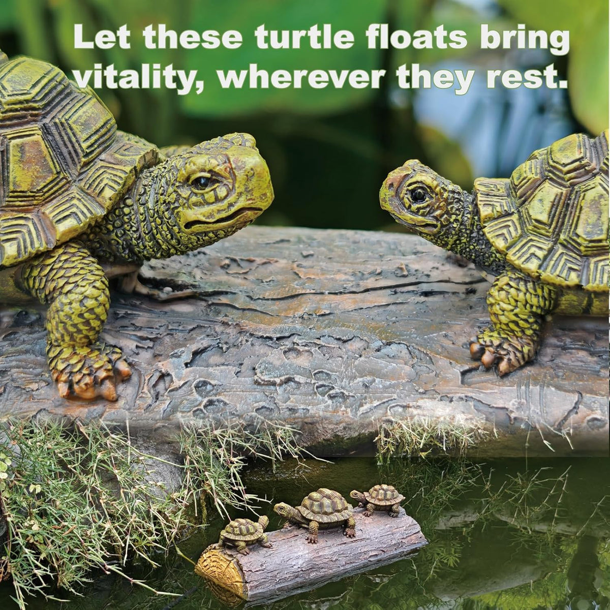 Green Resin Turtle Float Pond Decor, Realistic Floating Decor for Outdoor Ponds, Decorative Animal