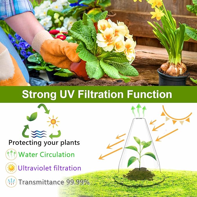【24 Pieces】 Garden Cloches for Plants, Plant Cover Plant Protectors Transparent Bell Jar Cloches