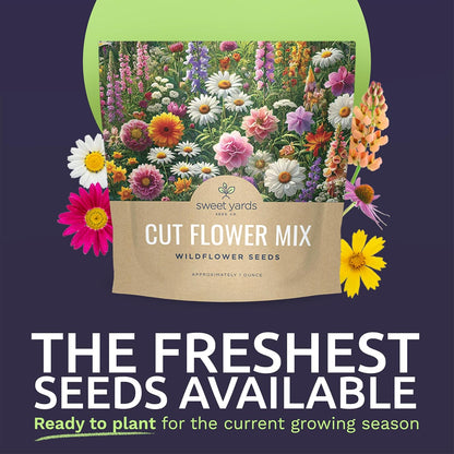 Cut Flower Garden Seeds - Extra Large 1 Ounce Packet - Over 7,500 Fresh Open Pollinated Non-GMO