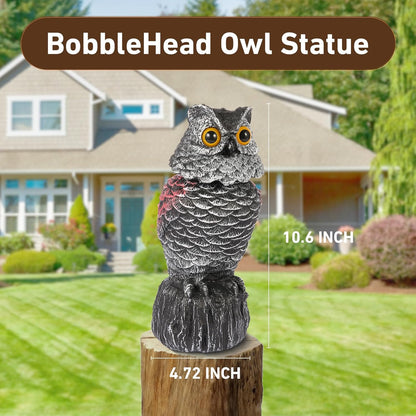 Owl Decoys to Scare Birds Away, 2 Pack BobbleHead Fake Owls Plastic Scarecrow Bird Deterrent