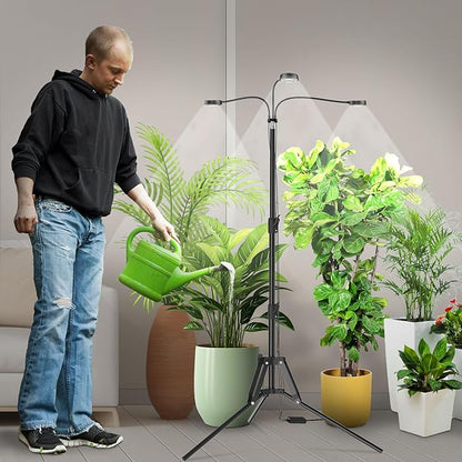 SANSI Grow Lights for Indoor Plants, Dimmable 30W Plant Lights for Indoor Growing, 3 Head 35"-65"