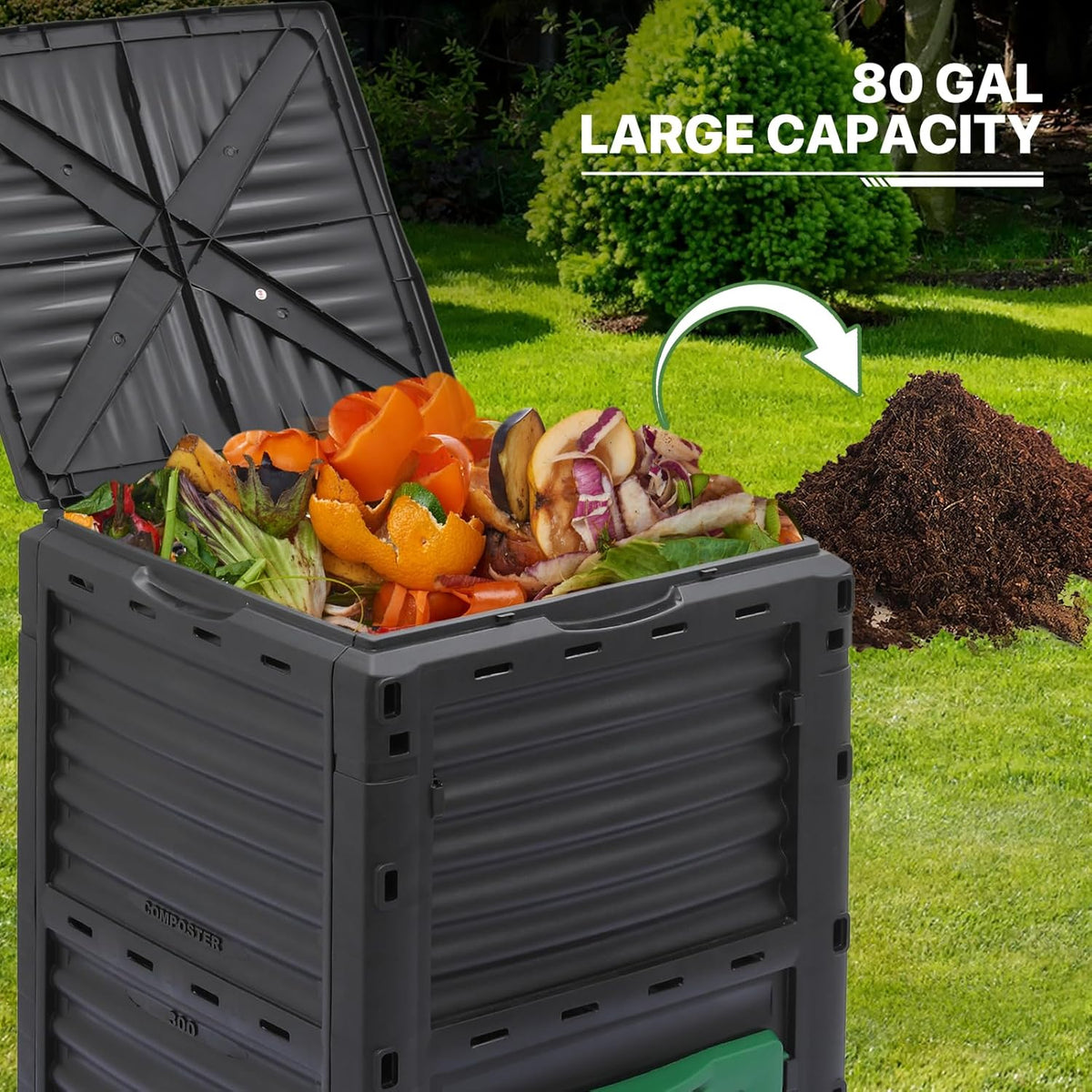 MoNiBloom 80 Gallon Large Compost Bin, BPA Free Outdoor Composting Tumblers for Garden Patio