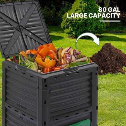 MoNiBloom 80 Gallon Large Compost Bin, BPA Free Outdoor Composting Tumblers for Garden Patio