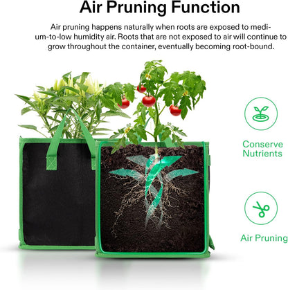 VIVOSUN 5 Pack 3 Gallon Square Grow Bags, Thick Nonwoven Cubic Fabric Pots with Handles for Indoor