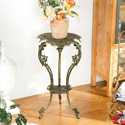 Sungmor Vintage Cast Iron Plant Stand - Ornate Gold Pedestal Table for Indoor Outdoor Garden, 27.5"
