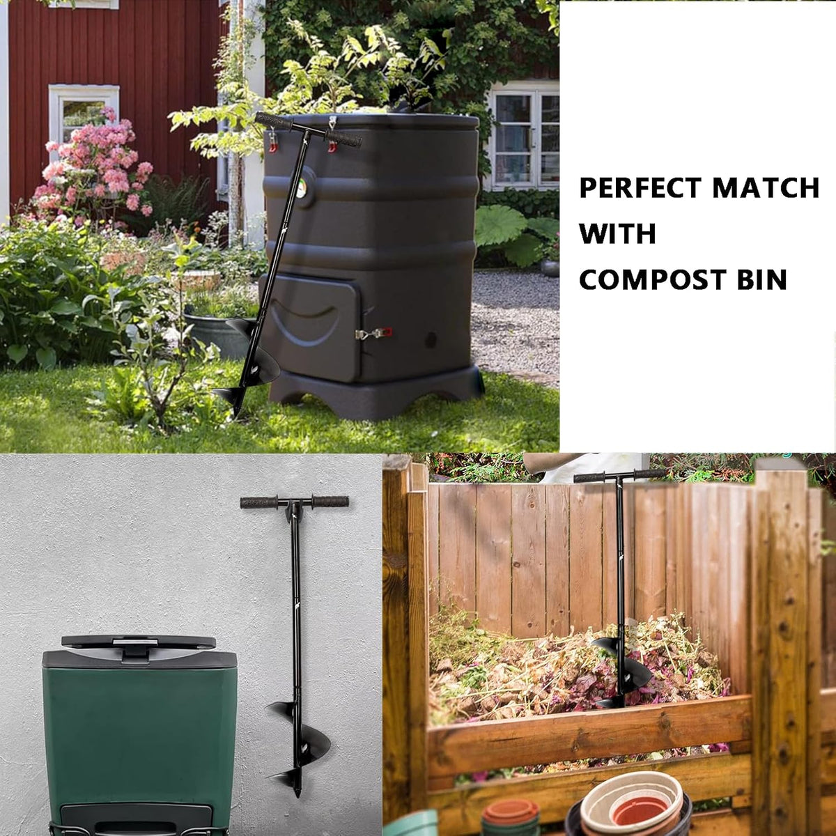 Compost Turning Tool Compost Stirring Tool,Compost Turning Bar 33.4inch,Manual Compost Aerator Tool