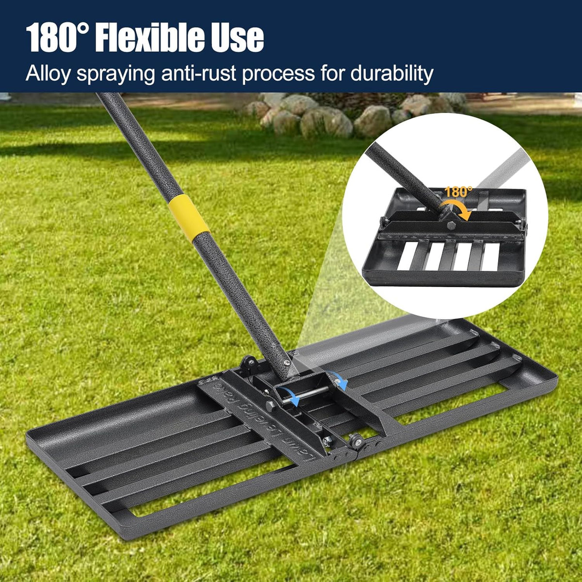 Professional Lawn Leveling Rake 30x10 Heavy Duty - Oversized Leveling Tool with 80" Stainless Steel