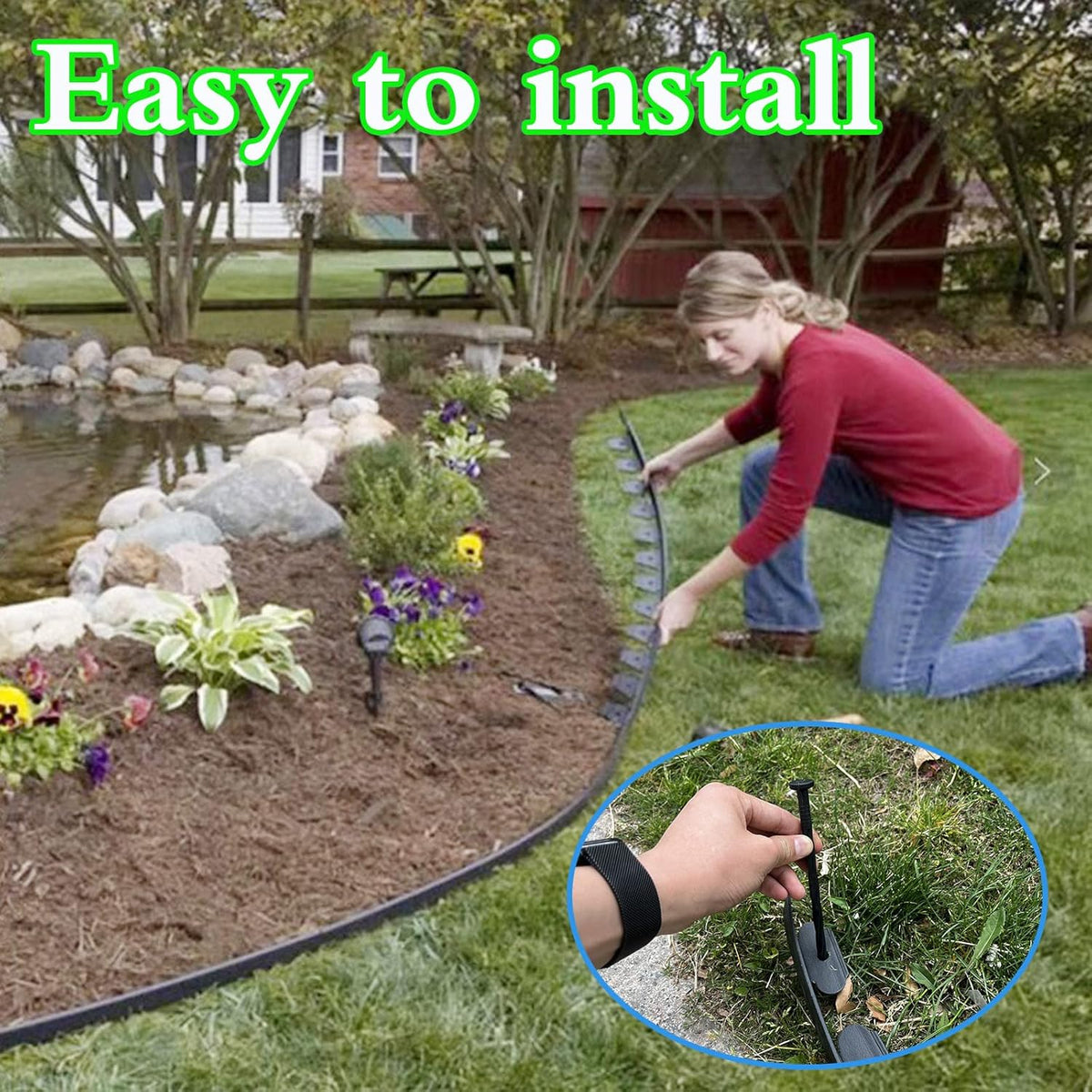 Landscape Spikes 50 Pack,8 Inch Spiral Plastic Garden Landscape Anchoring Spikes for Paver Edging