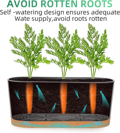 QCQHDU 16" L x 7.6" W x 7" H Window Planter Box, 2 Pack Self Watering Pots for Indoor Plants with