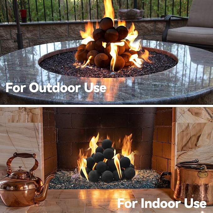 Skyflame 2-Inch Ceramic Fireplace Balls, 25PCS Round Fire Pit Balls for Indoor and Outdoor Fire