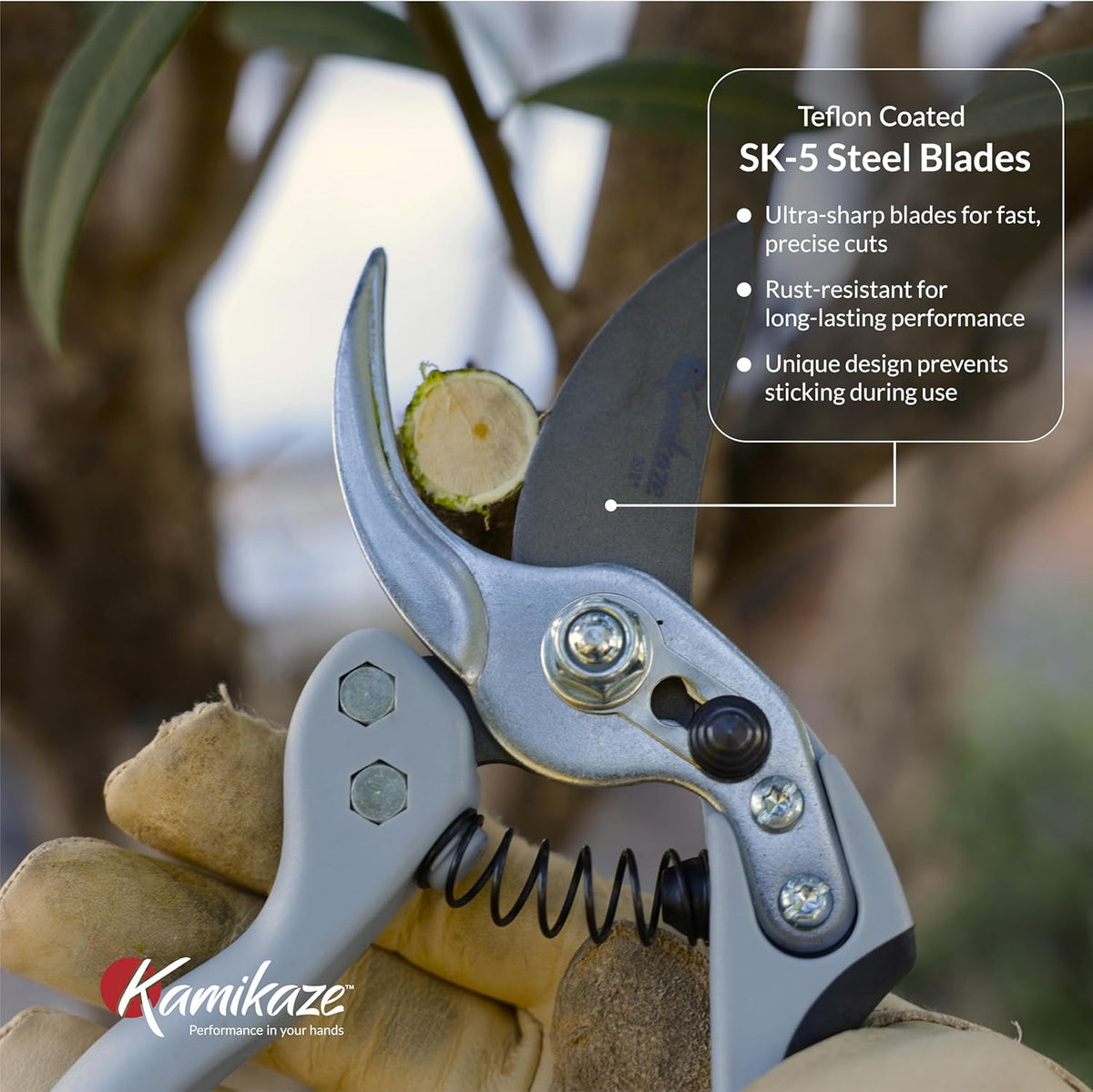 Kamikaze Pruning Shears, Professional Heavy Duty Handheld Clippers with Japanese Steel Titanium