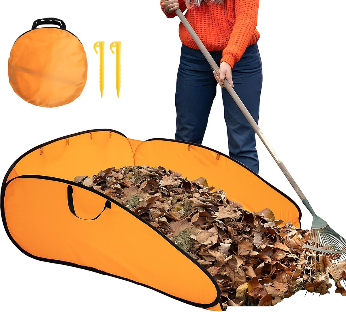 140 Gallon Pop up Leaf Collector, Foldable Lawn Leaf Pick Up Bag Tool, Large Yard Dustpan Type