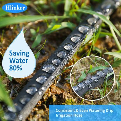 Hlinker Flat Soaker Hose 100 FT for Garden Beds, 50Ft 2Packs 1/2" Linkable Consistent Drip