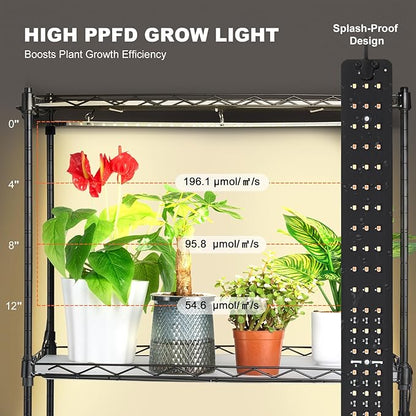 VEVOR Plant Stand with Grow Light, 4-Tier Plant Shelf with 45W Full Spectrum Grow Light, 3 Mode
